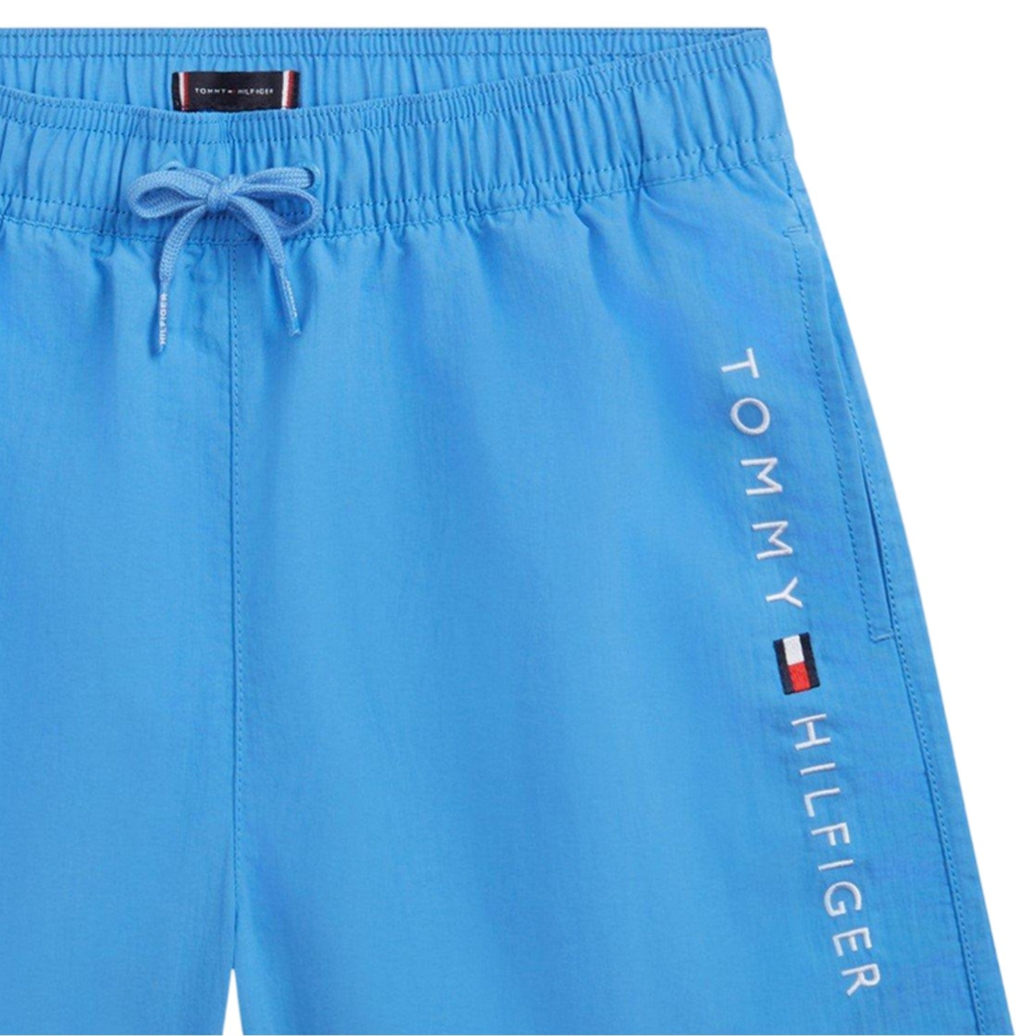 Copen Blue - Side - Tommy Hilfiger Childrens-Kids Logo Nylon Swim Shorts