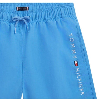 Copen Blue - Side - Tommy Hilfiger Childrens-Kids Logo Nylon Swim Shorts