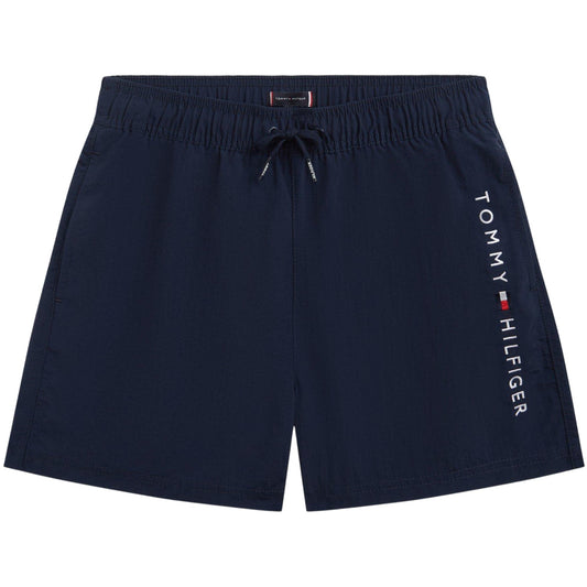 Night Navy - Front - Tommy Hilfiger Childrens-Kids Logo Nylon Swim Shorts