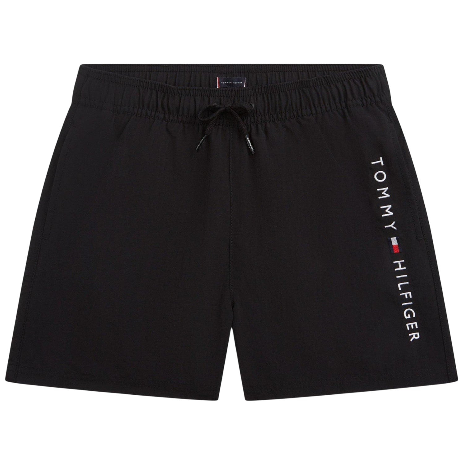 Black - Front - Tommy Hilfiger Childrens-Kids Logo Nylon Swim Shorts