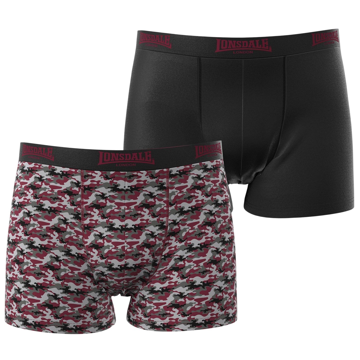 Rust-Black - Front - Lonsdale Mens Camo Boxer Briefs (Pack of 2)