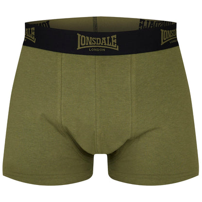 Khaki - Side - Lonsdale Mens Camo Boxer Briefs (Pack of 2)