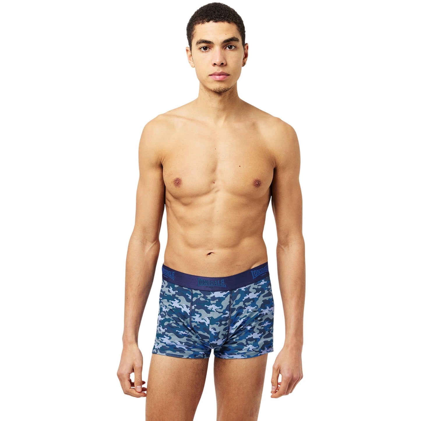Navy - Lifestyle - Lonsdale Mens Camo Boxer Briefs (Pack of 2)