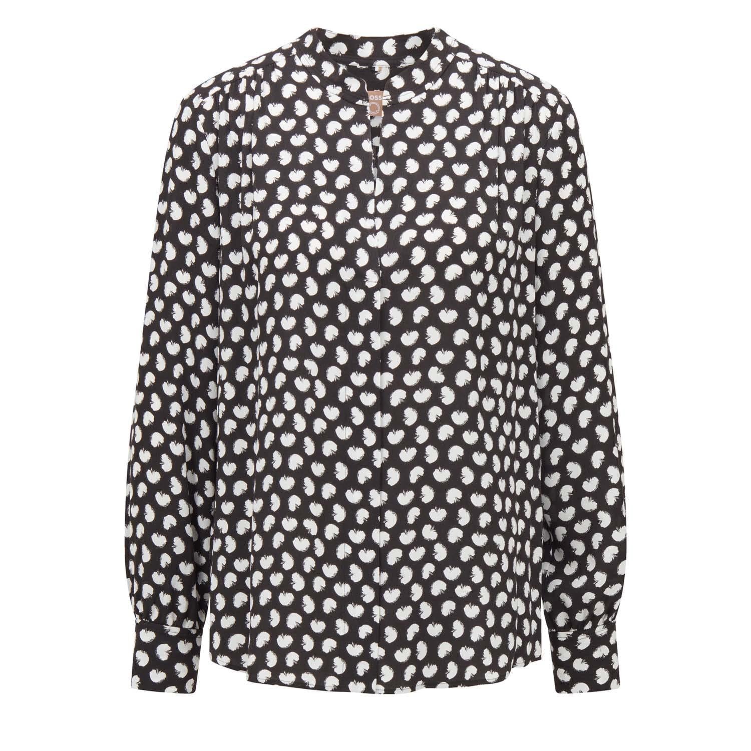 Black-White - Front - Hugo Boss Womens-Ladies Banora17 Blouse