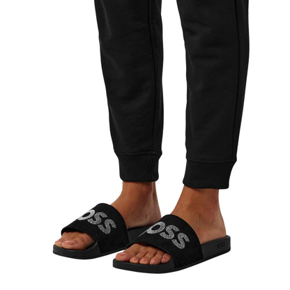 Black - Lifestyle - Boss Womens-Ladies Rhinestone Pool Slides