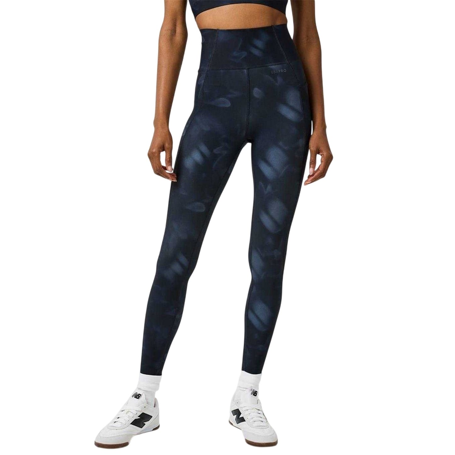 Navy - Side - USA Pro Womens-Ladies Core Floral Leggings