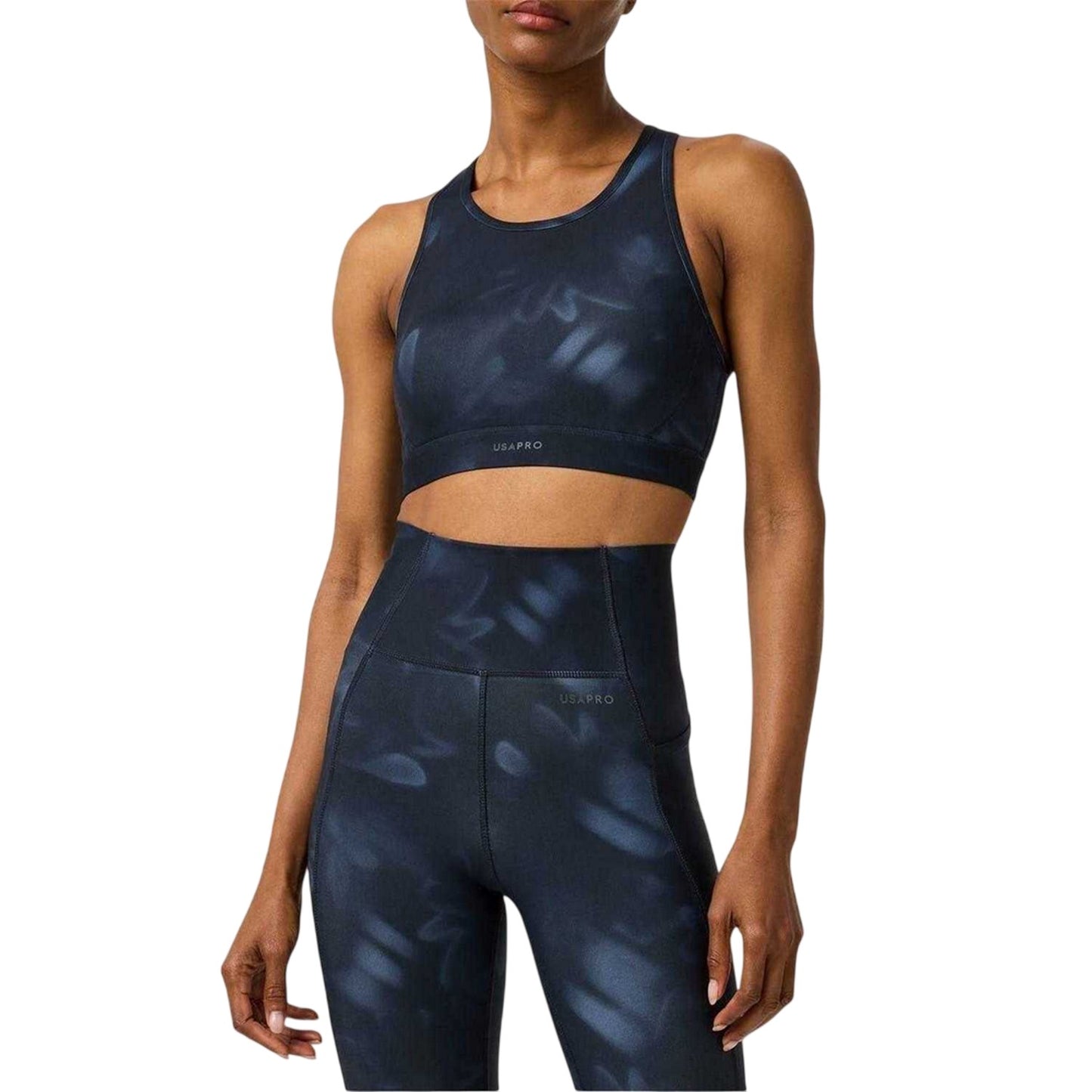 Navy - Pack Shot - USA Pro Womens-Ladies Core Floral Leggings
