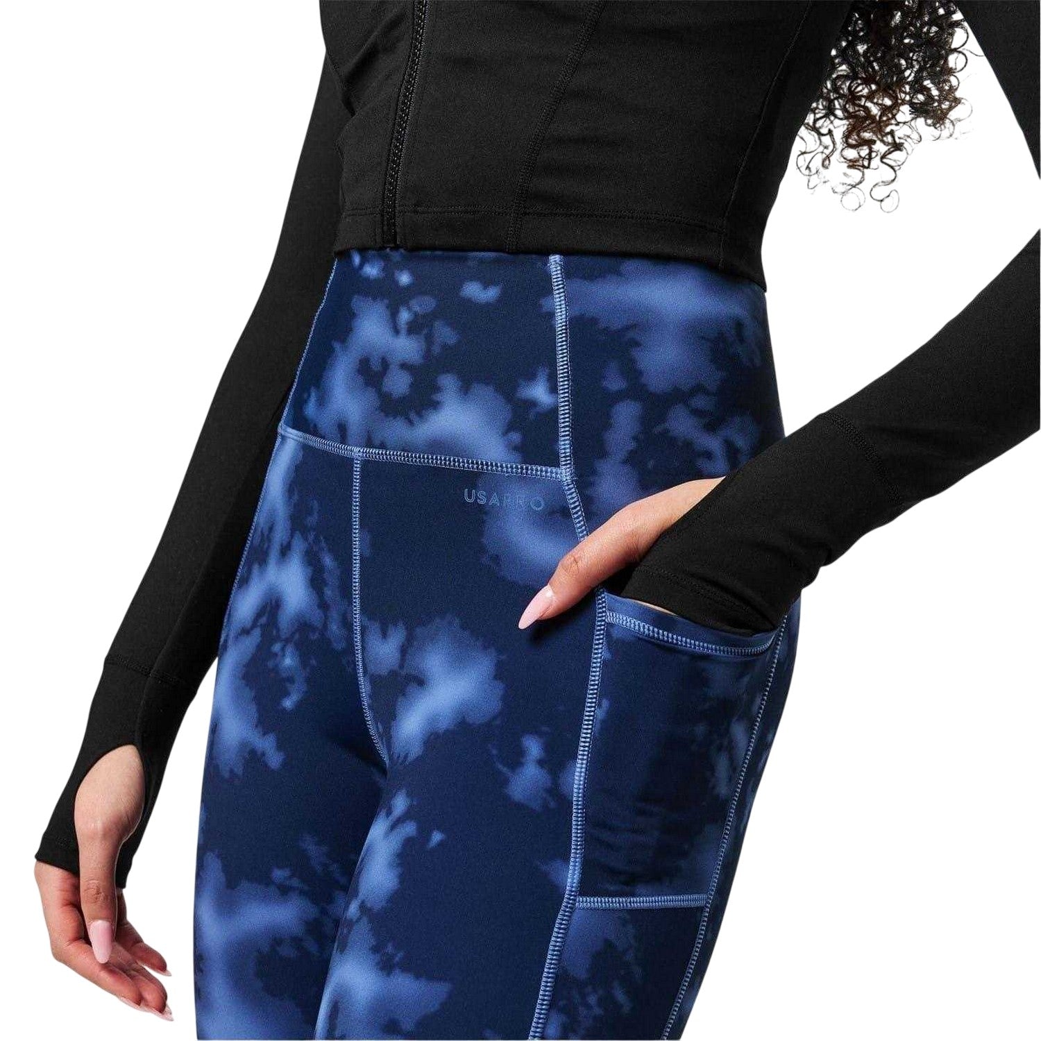 Navy Blue - Pack Shot - USA Pro Womens-Ladies Core Acid High Rise Leggings