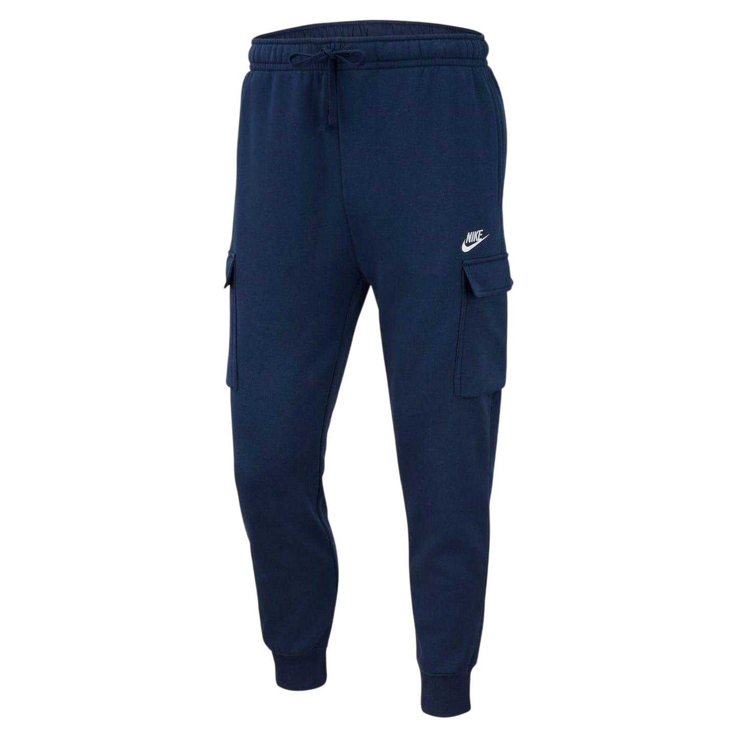 Navy-White - Front - Nike Mens Sportswear Club Cargo Jogging Bottoms
