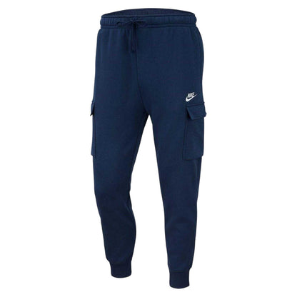 Navy-White - Front - Nike Mens Sportswear Club Cargo Jogging Bottoms