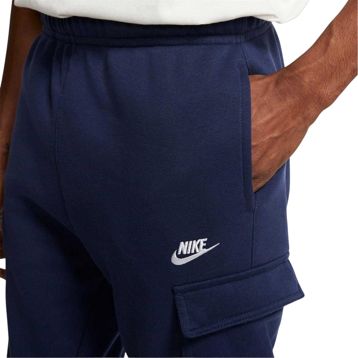 Navy-White - Side - Nike Mens Sportswear Club Cargo Jogging Bottoms