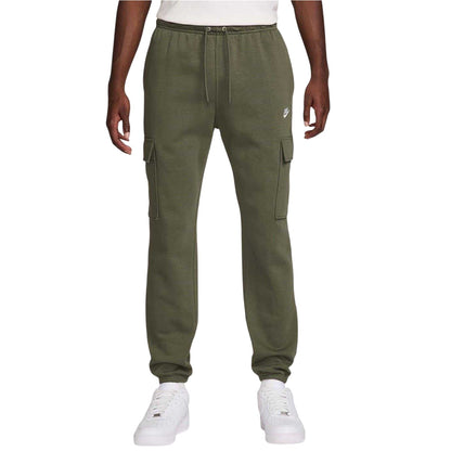 Olive-White - Front - Nike Mens Sportswear Club Cargo Jogging Bottoms
