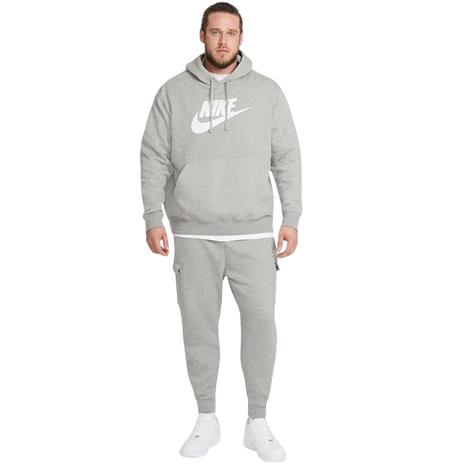 Dark Grey-White - Pack Shot - Nike Mens Sportswear Club Cargo Jogging Bottoms