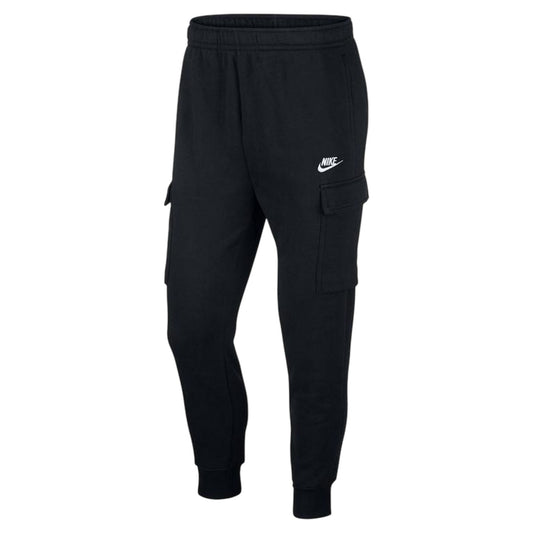 Black-White - Front - Nike Mens Sportswear Club Cargo Jogging Bottoms