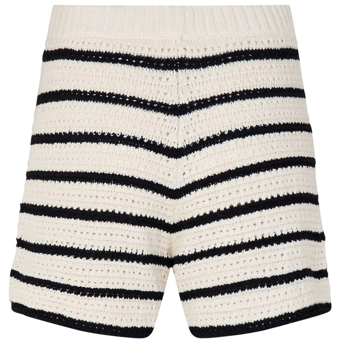 Black-Off White - Back - Edited Womens-Ladies Heinke Crochet Stripe Shorts