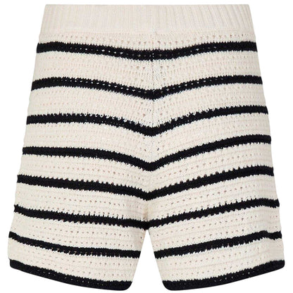 Black-Off White - Back - Edited Womens-Ladies Heinke Crochet Stripe Shorts