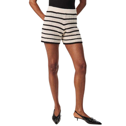 Black-Off White - Lifestyle - Edited Womens-Ladies Heinke Crochet Stripe Shorts