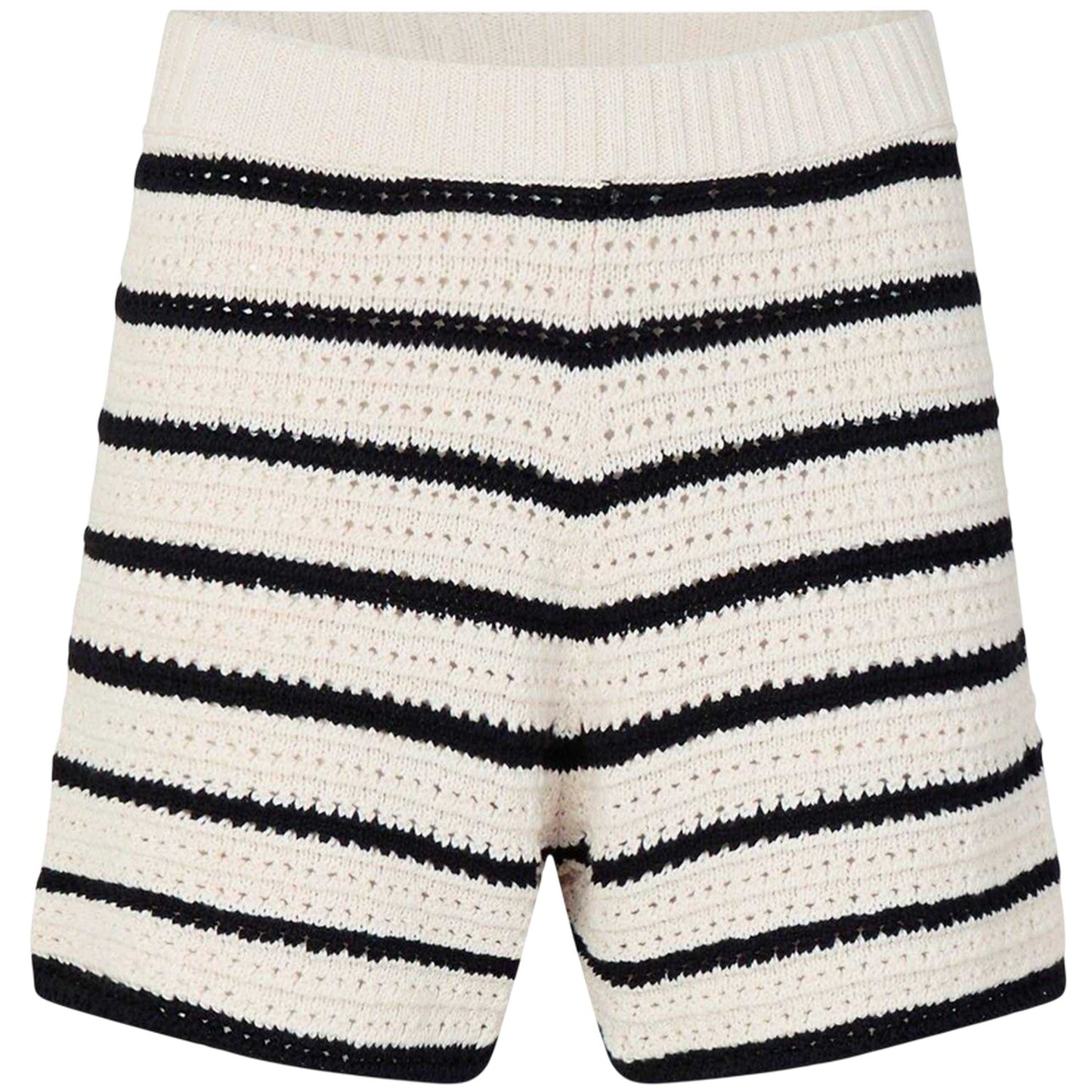 Black-Off White - Front - Edited Womens-Ladies Heinke Crochet Stripe Shorts
