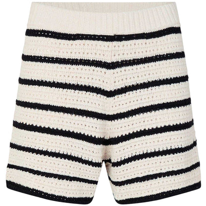 Black-Off White - Front - Edited Womens-Ladies Heinke Crochet Stripe Shorts
