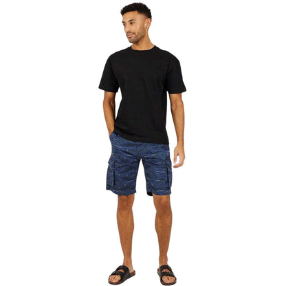 Navy - Lifestyle - Brave Soul Mens Palm Print Cargo Shorts