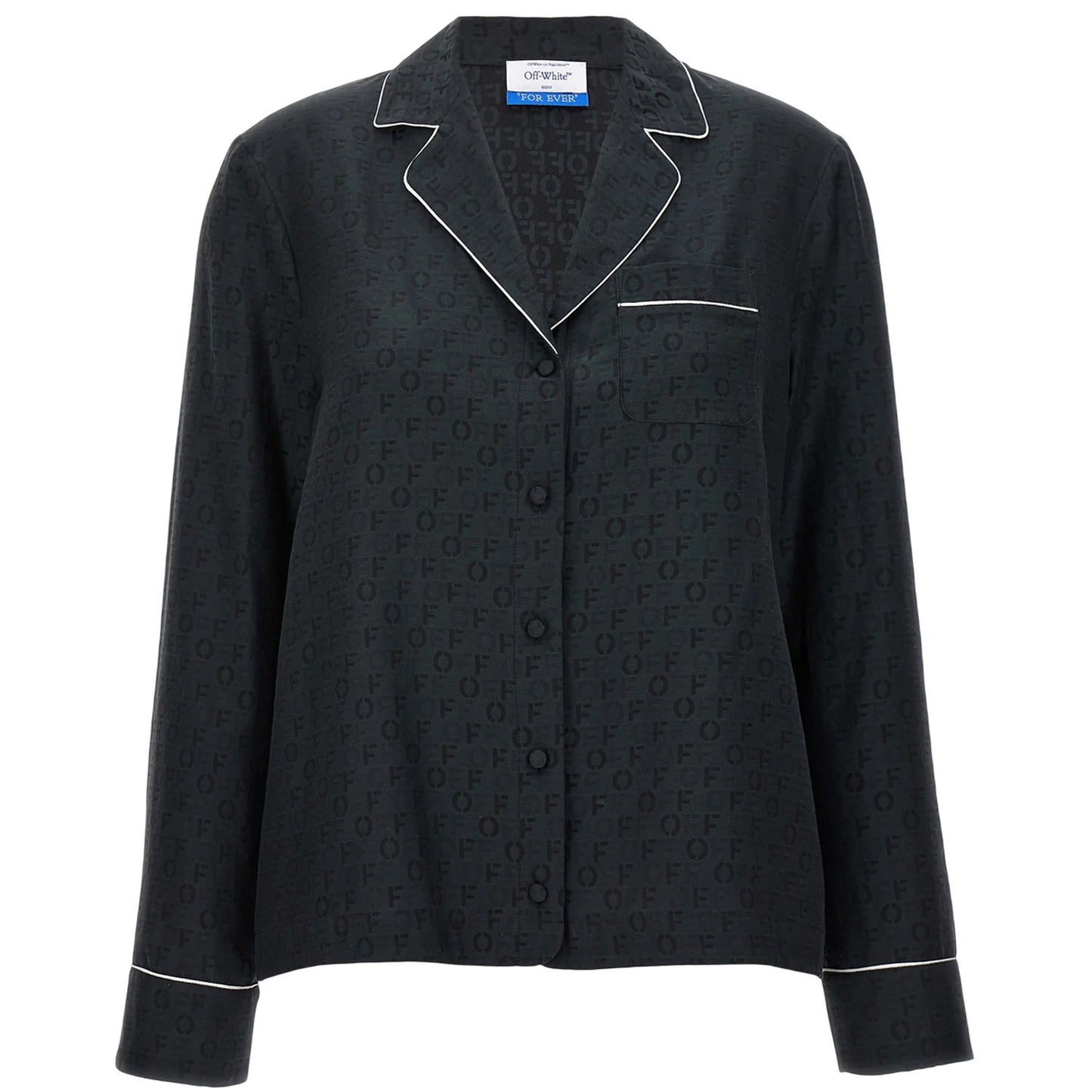 Black - Front - Off White Womens-Ladies Logo Lapel Collar Shirt