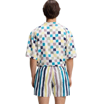 Light Green - Back - Hugo Mens Contrast Striped Swim Shorts
