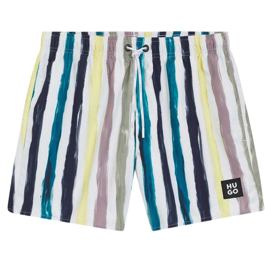 Light Green - Front - Hugo Mens Contrast Striped Swim Shorts