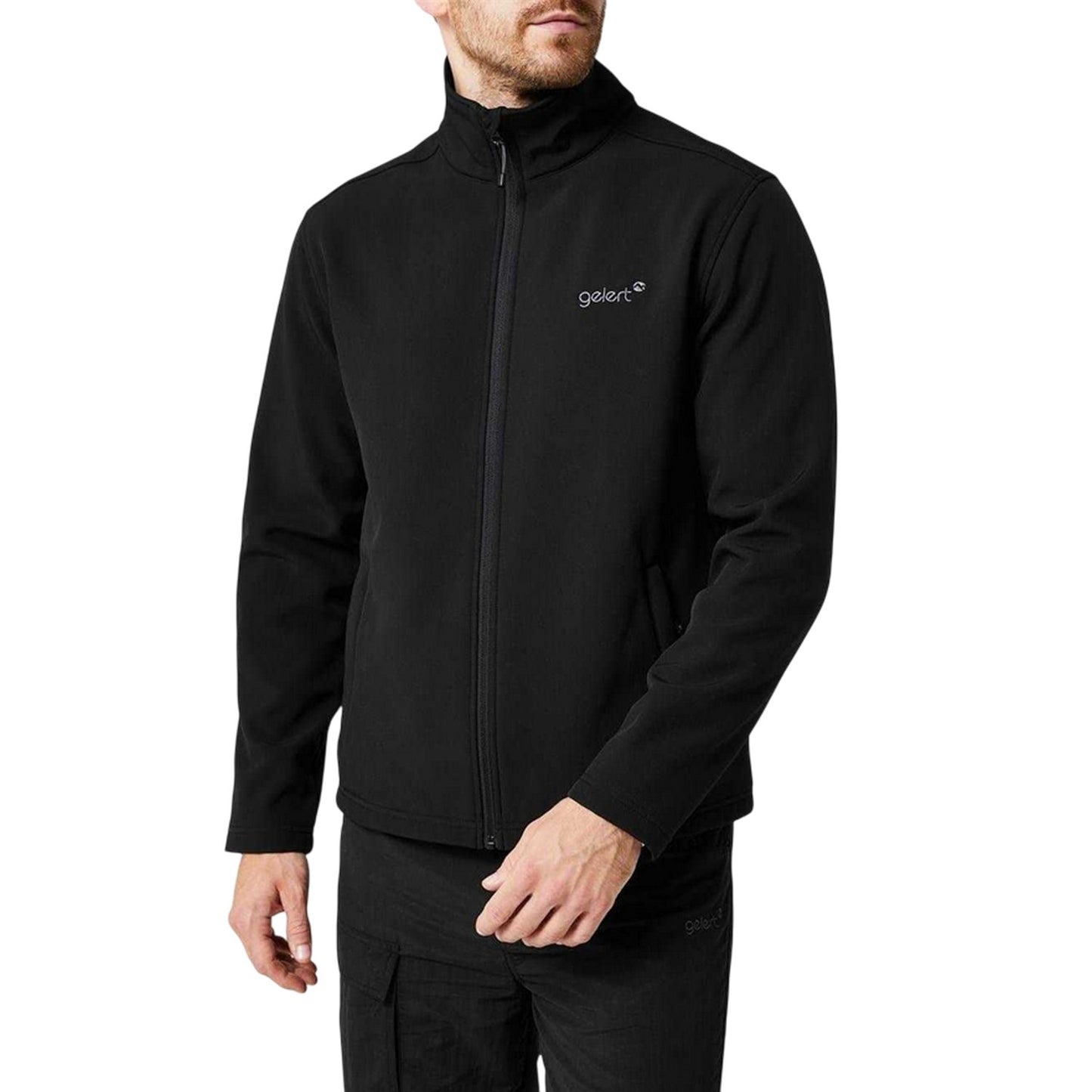 Black - Side - Gelert Mens Logo Soft Shell Jacket