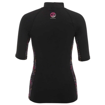 Black - Back - Gul Womens-Ladies Floral Rash Guard