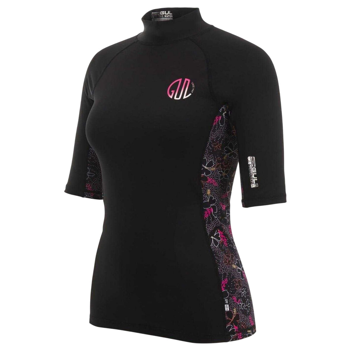 Black - Side - Gul Womens-Ladies Floral Rash Guard
