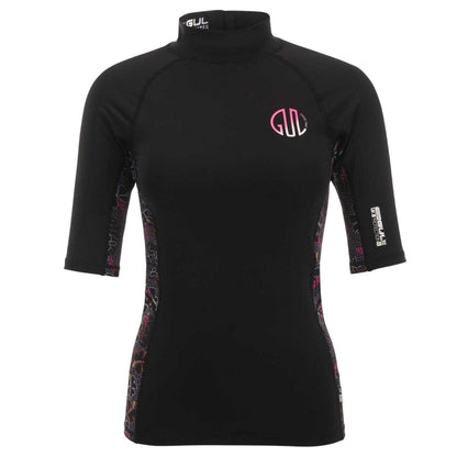 Black - Front - Gul Womens-Ladies Floral Rash Guard