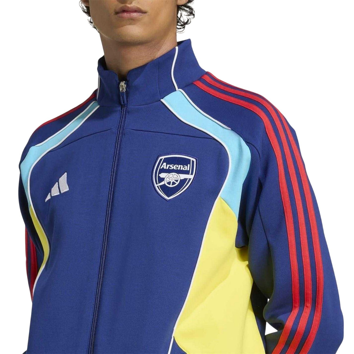 Blue-Yellow - Side - Adidas Unisex Adult Gunners Arsenal FC Cotton Sport Track Top