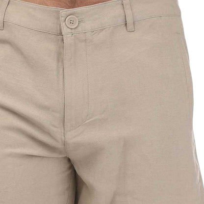 Beige - Side - Armani Exchange Mens Linen Rayon Twill Shorts
