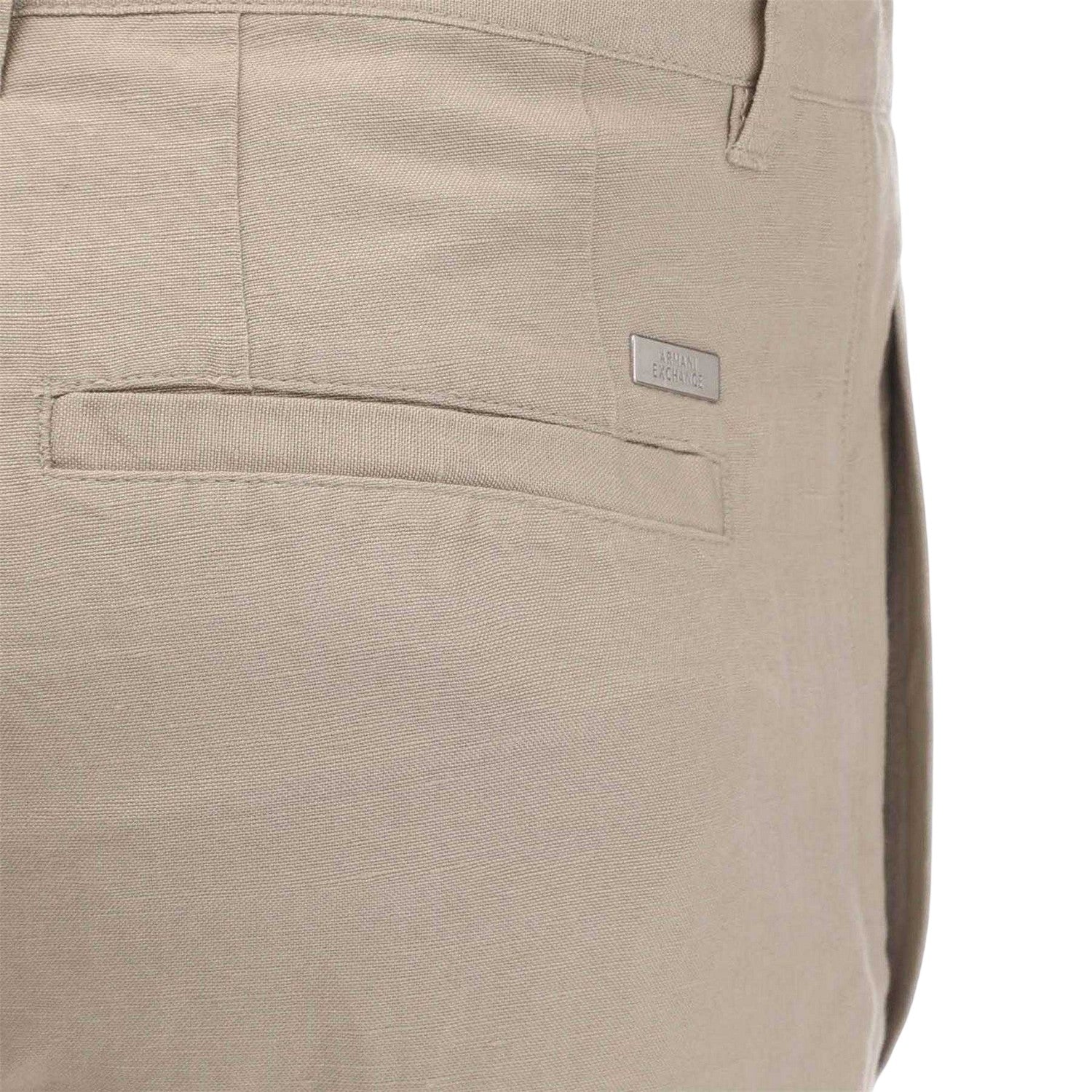 Beige - Lifestyle - Armani Exchange Mens Linen Rayon Twill Shorts