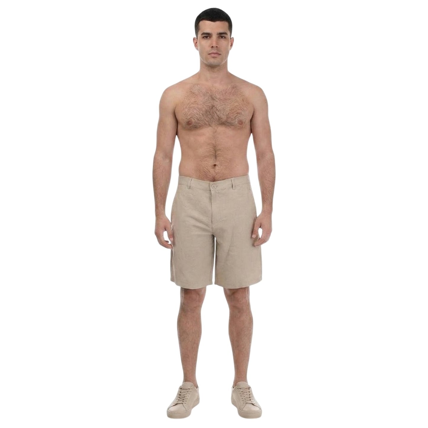 Beige - Pack Shot - Armani Exchange Mens Linen Rayon Twill Shorts