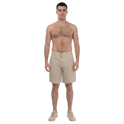 Beige - Pack Shot - Armani Exchange Mens Linen Rayon Twill Shorts