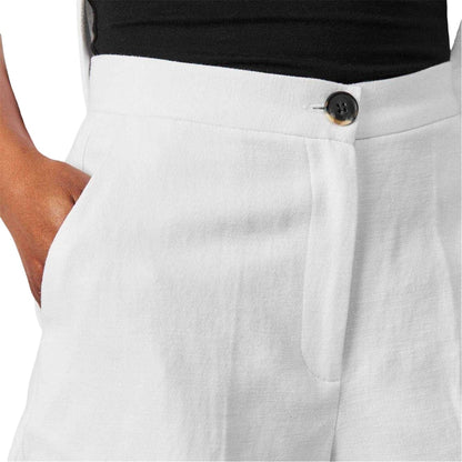 Optic White - Side - Edited Womens-Ladies Vincenza Cotton Linen Shorts