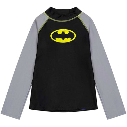Black - Front - Zoggs Childrens-Kids Batman Long-Sleeved Swim Top