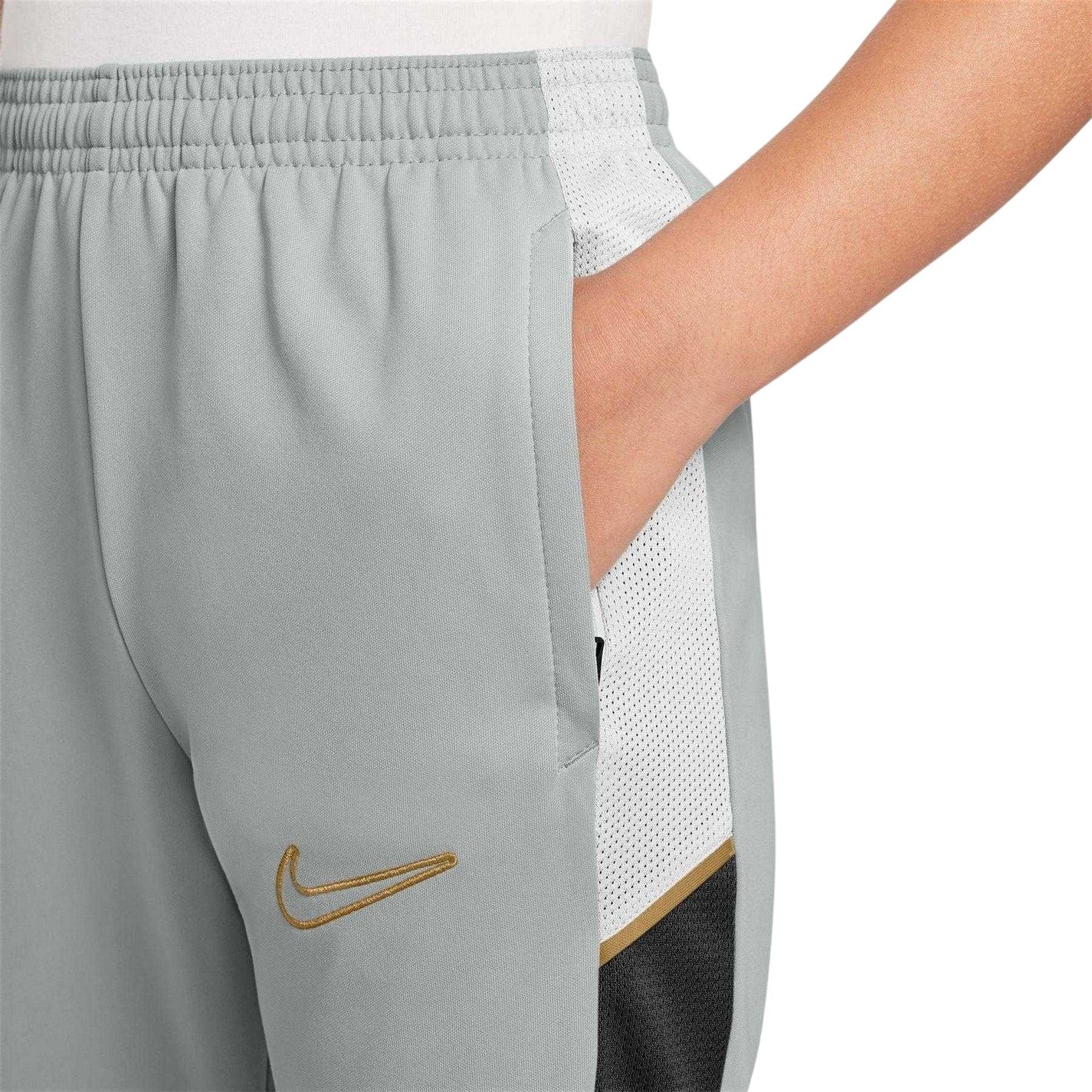 Grey-Gold - Side - Nike Childrens-Kids Training Tracksuit Bottoms