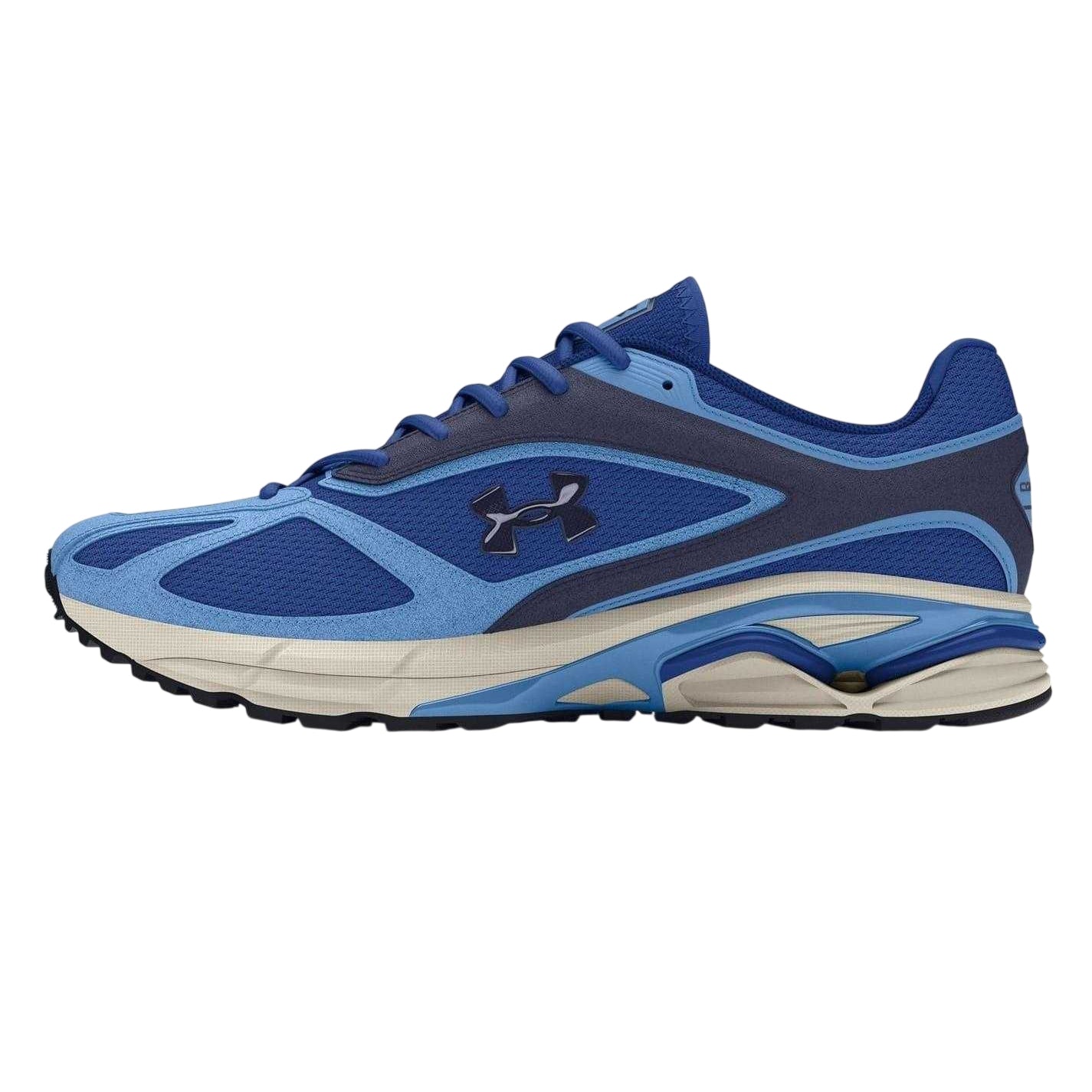 Blue - Side - Under Armour Womens-Ladies HOVR Road Leather Round Toe Shoes