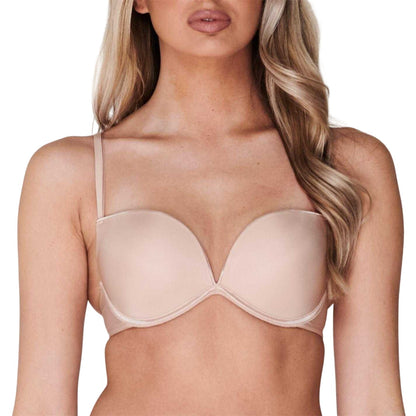 Nude - Side - Wonderbra Womens-Ladies Effect Plunge Push Up Bra