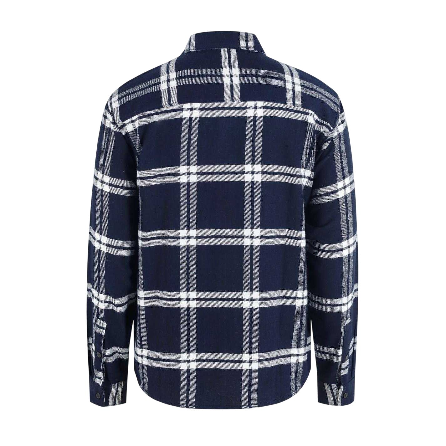Navy - Back - SoulCal Mens Checked Flannel Full Zip Long-Sleeved Shacket