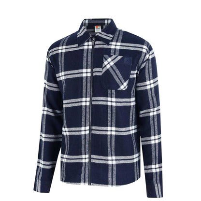 Navy - Side - SoulCal Mens Checked Flannel Full Zip Long-Sleeved Shacket