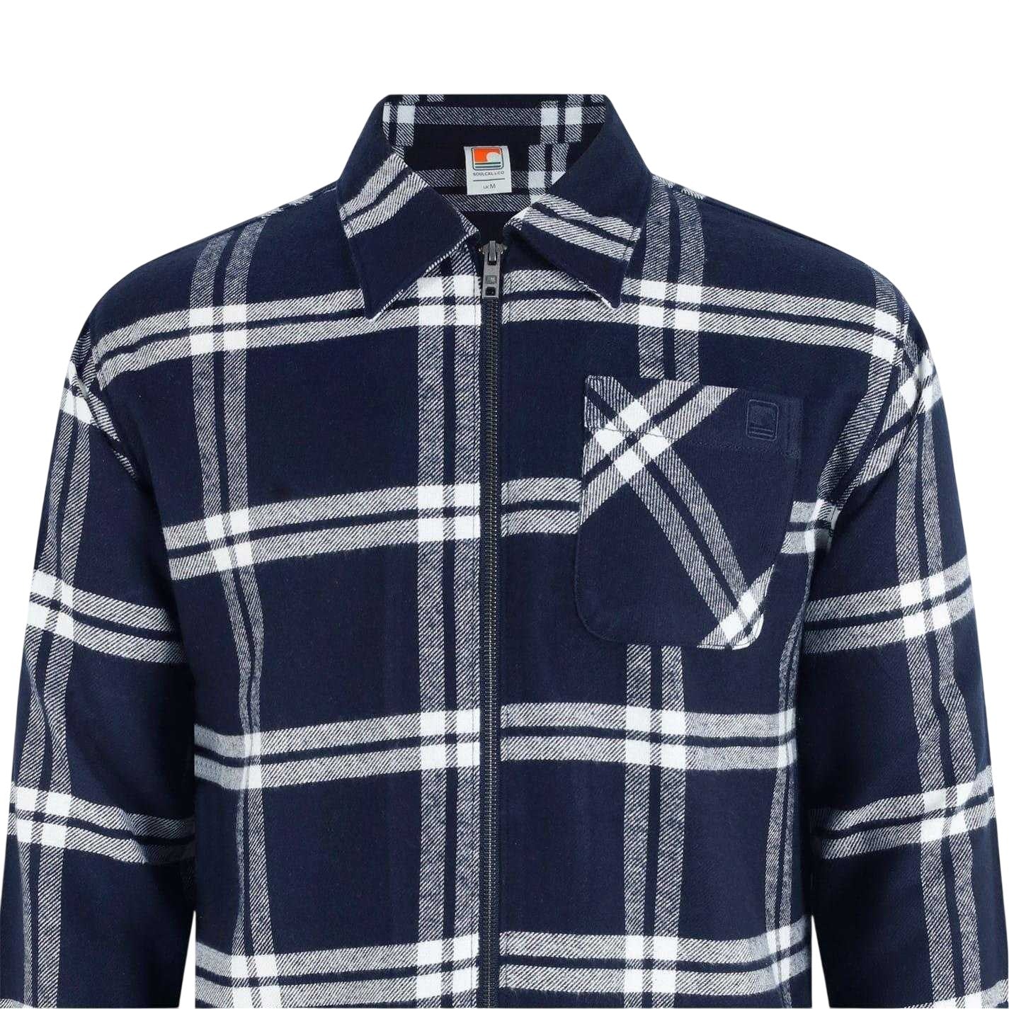 Navy - Lifestyle - SoulCal Mens Checked Flannel Full Zip Long-Sleeved Shacket