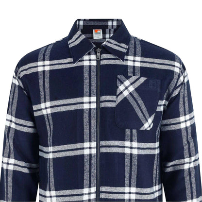 Navy - Lifestyle - SoulCal Mens Checked Flannel Full Zip Long-Sleeved Shacket