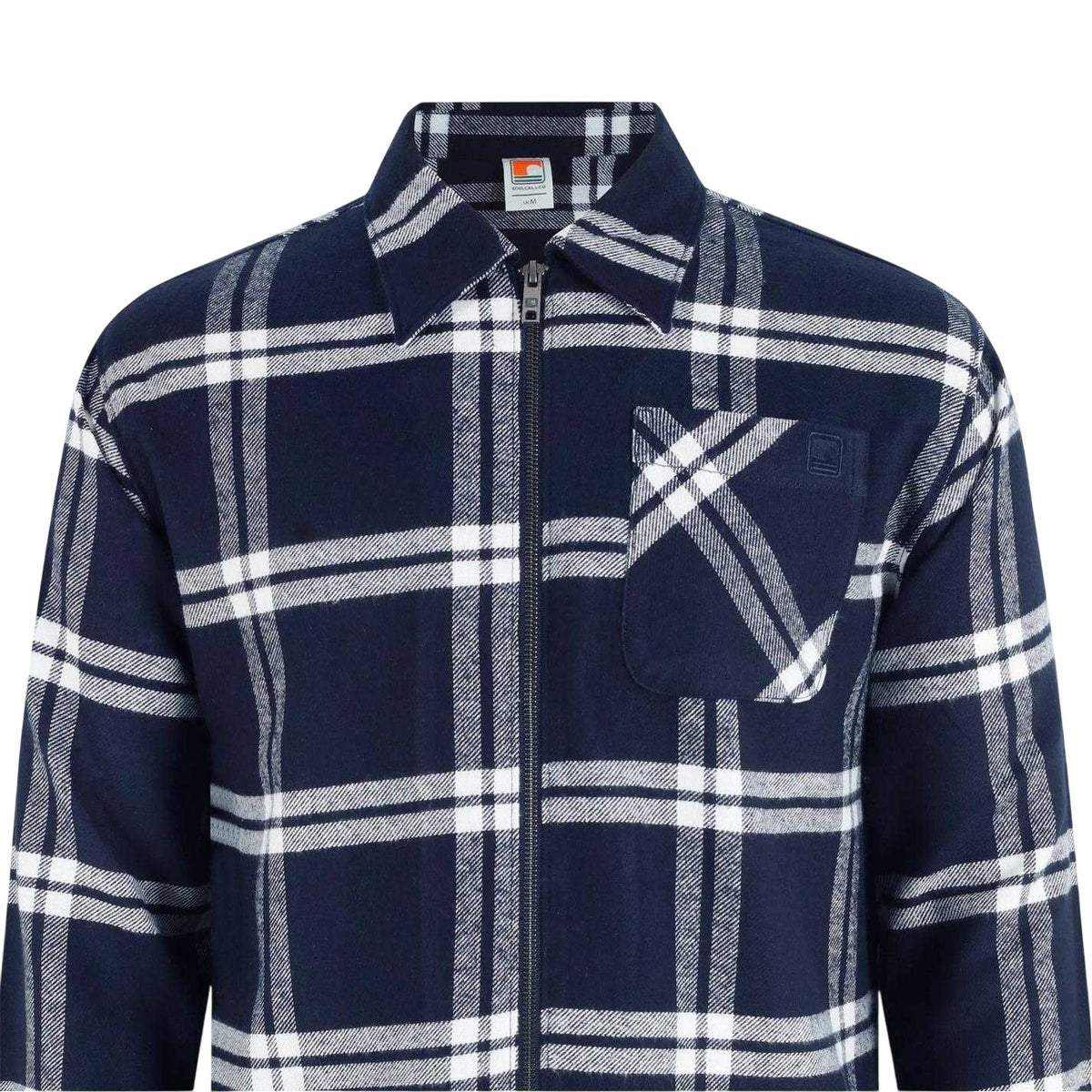 Navy - Lifestyle - SoulCal Mens Checked Flannel Full Zip Long-Sleeved Shacket