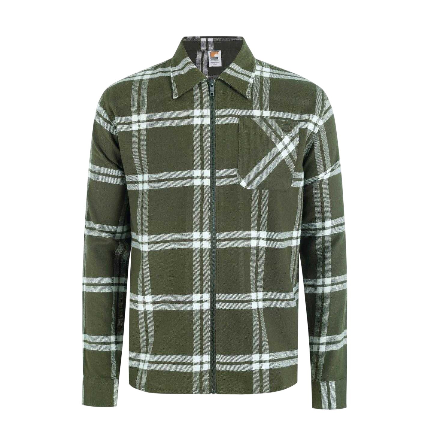 Khaki Green - Front - SoulCal Mens Checked Flannel Full Zip Long-Sleeved Shacket