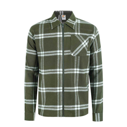 Khaki Green - Front - SoulCal Mens Checked Flannel Full Zip Long-Sleeved Shacket