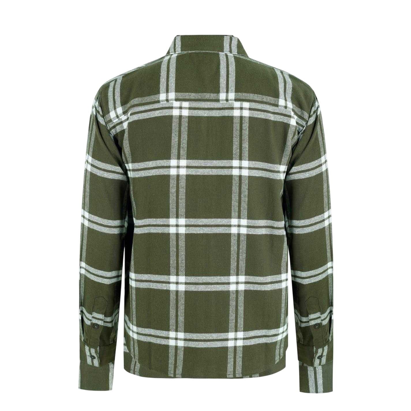 Khaki Green - Back - SoulCal Mens Checked Flannel Full Zip Long-Sleeved Shacket