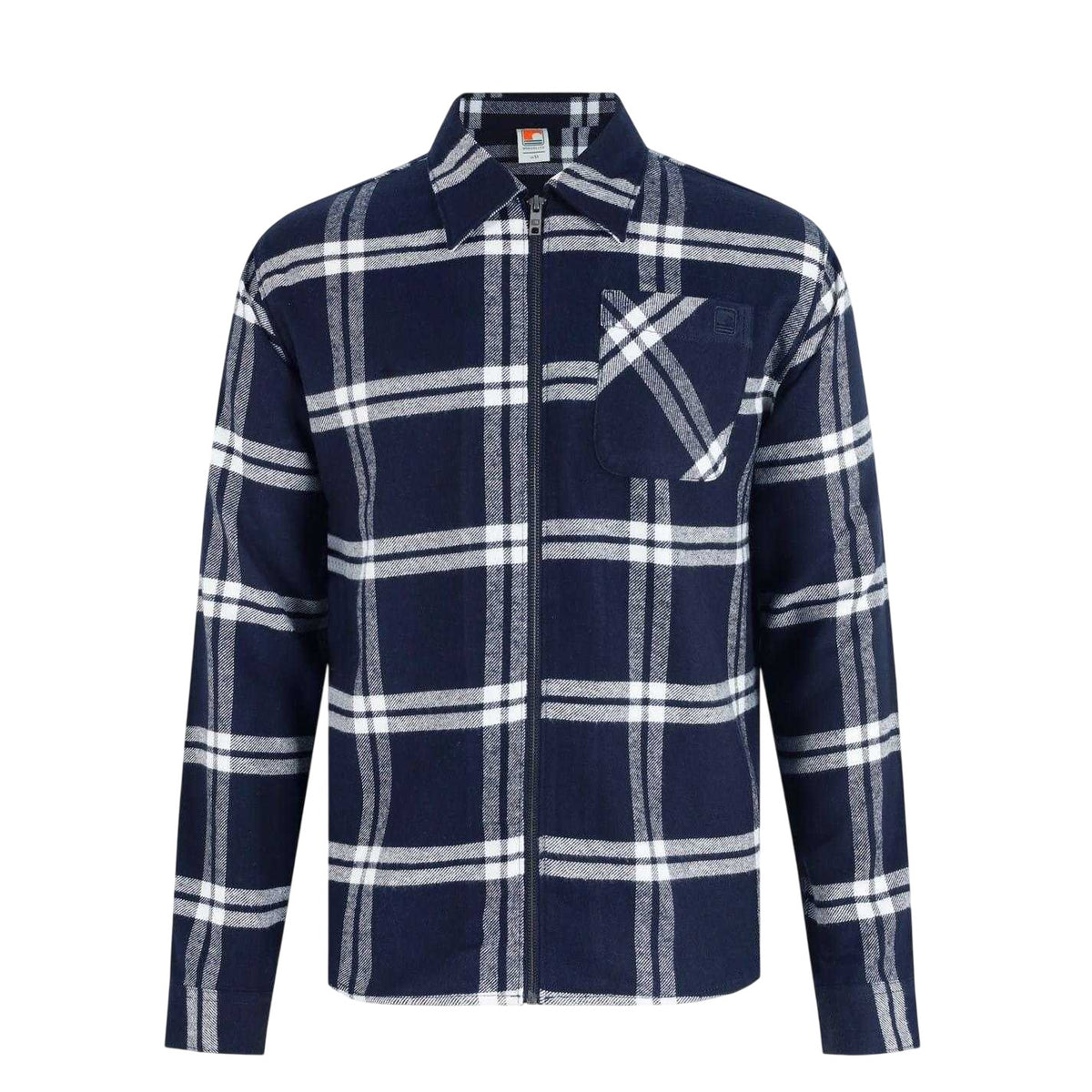 Navy - Front - SoulCal Mens Checked Flannel Full Zip Long-Sleeved Shacket